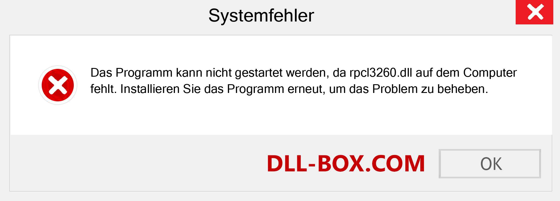 rpcl3260.dll-Datei fehlt?. Download für Windows 7, 8, 10 - Fix rpcl3260 dll Missing Error unter Windows, Fotos, Bildern